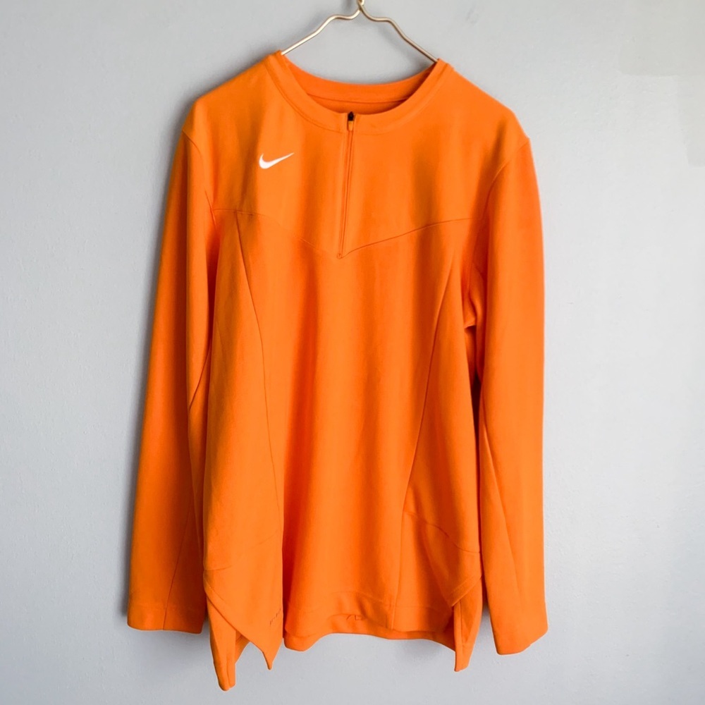 Nike Mens 1/4 zip longsleeve pullover orange size large
